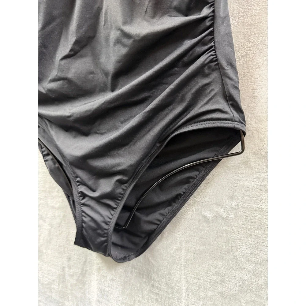 Lauren Ralph Lauren Womens Black Halter O-Ring One Piece Swimsuit $160 Size 12